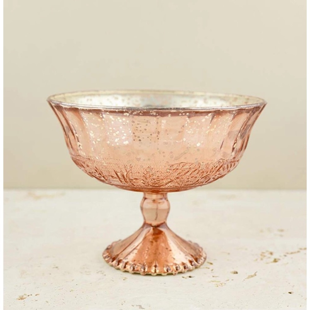 7”x5.5” rose gold glass compote